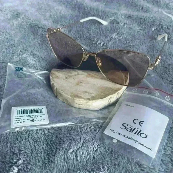 Jimmy Choo 56mm Tesos Square Sunglasses in Gold Copper/ Pink Flash Slv NWT - Picture 5 of 11